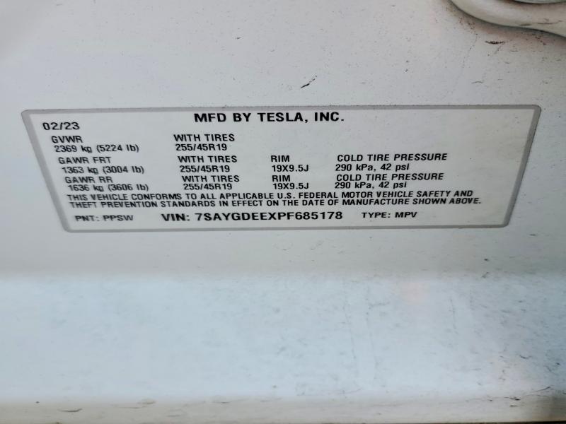 Продажа на аукционе авто 2023 Tesla Model Y, vin: 7SAYGDEEXPF685178, номер лота: 46210286