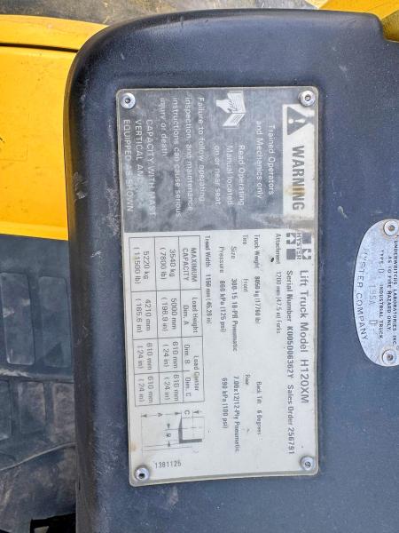 46960966 :رقم المزاد ، K005D06362Y vin ، 2001 Hyster Ht120xm مزاد بيع
