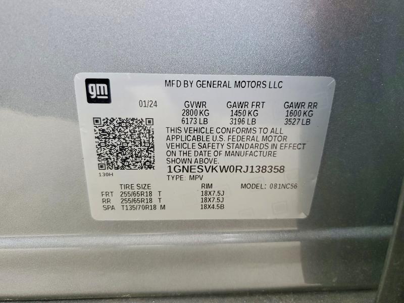 Продаж на аукціоні авто 2024 Chevrolet Traverse Limited, vin: 1GNESVKW0RJ138358, номер лоту: 48100036