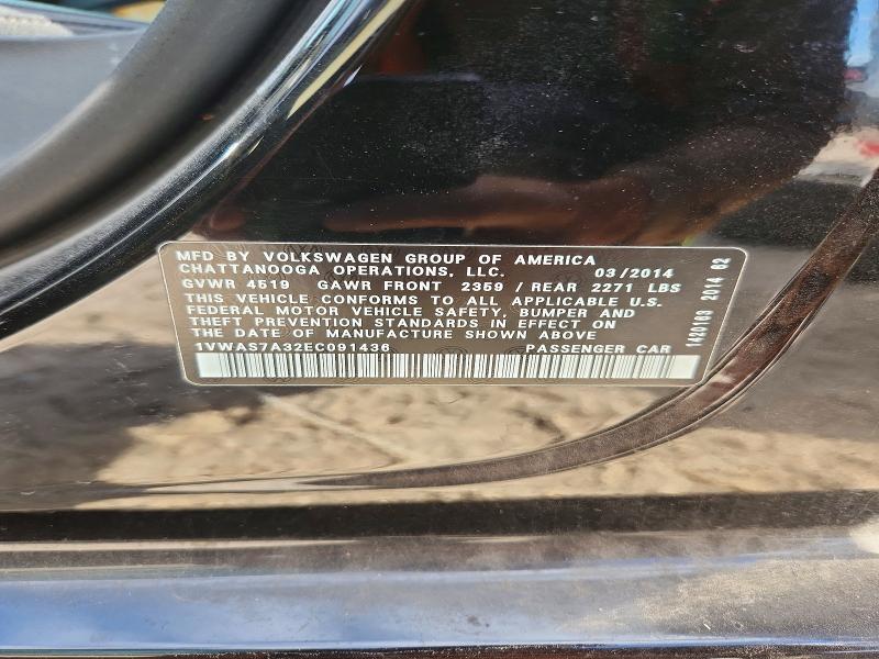2014 Volkswagen Passat მანქანა იყიდება აუქციონზე, vin: 1VWAS7A32EC091436, აუქციონის ნომერი: 46770196