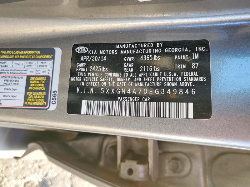 Aukcja sprzedaży 2014 Kia Optima, vin: 5XXGN4A70EG349846, numer aukcji: 47656446