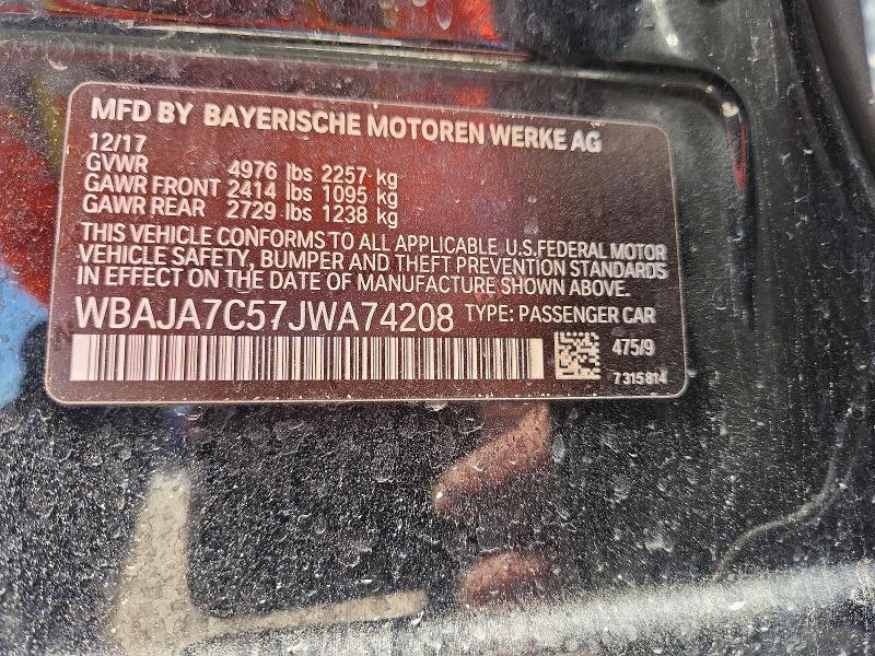 47268306 :رقم المزاد ، WBAJA7C57JWA74208 vin ، 2018 Bmw 530 مزاد بيع