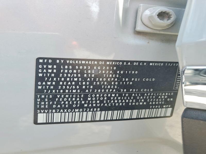 Aukcja sprzedaży 2018 Volkswagen Tiguan, vin: 3VV2B7AX0JM072498, numer aukcji: 79656095