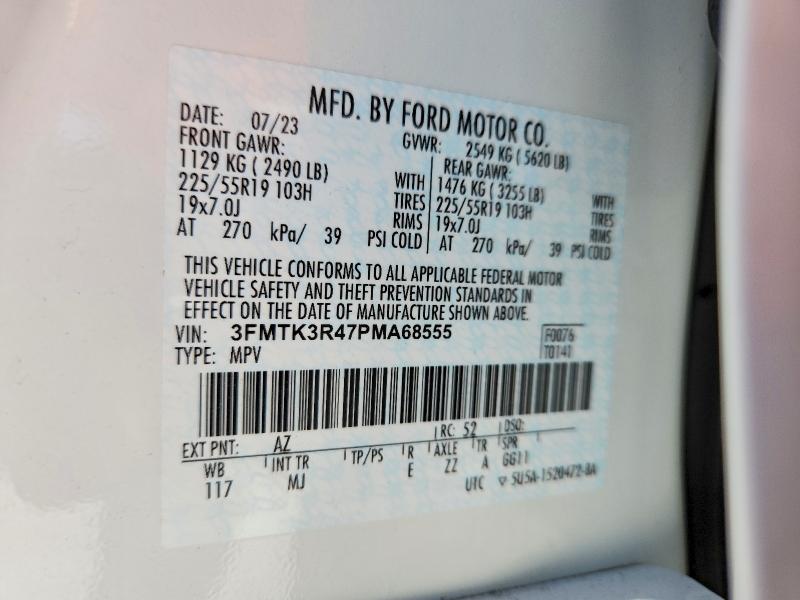 Продаж на аукціоні авто 2023 Ford Mustang Mach-e, vin: 3FMTK3R47PMA68555, номер лоту: 46215486