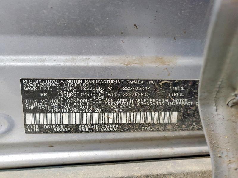2022 Toyota Rav4 მანქანა იყიდება აუქციონზე, vin: 2T3P1RFV8NC262128, აუქციონის ნომერი: 45542366