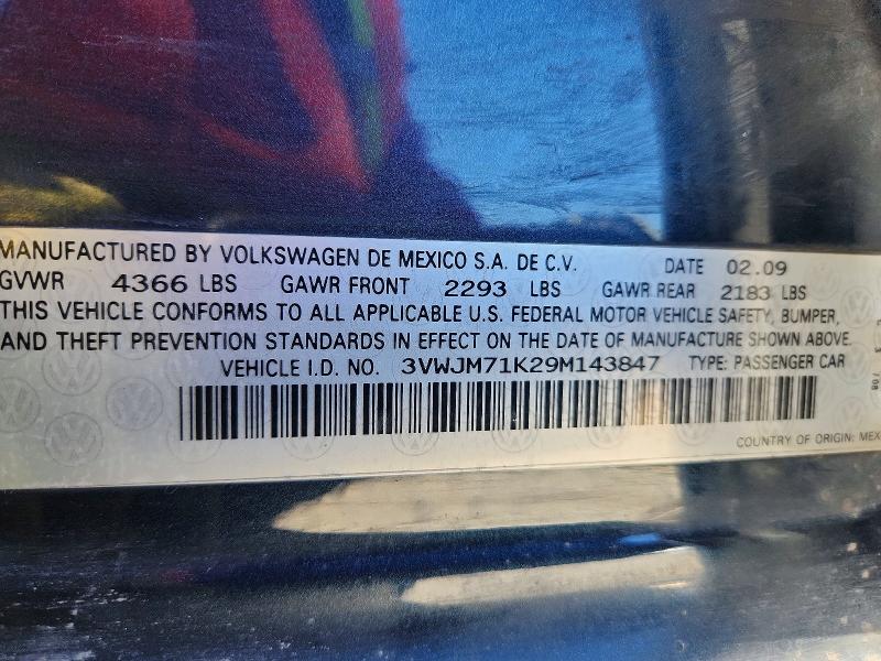 Продажа на аукционе авто 2009 Volkswagen Jetta, vin: 3VWJM71K29M143847, номер лота: 41986996