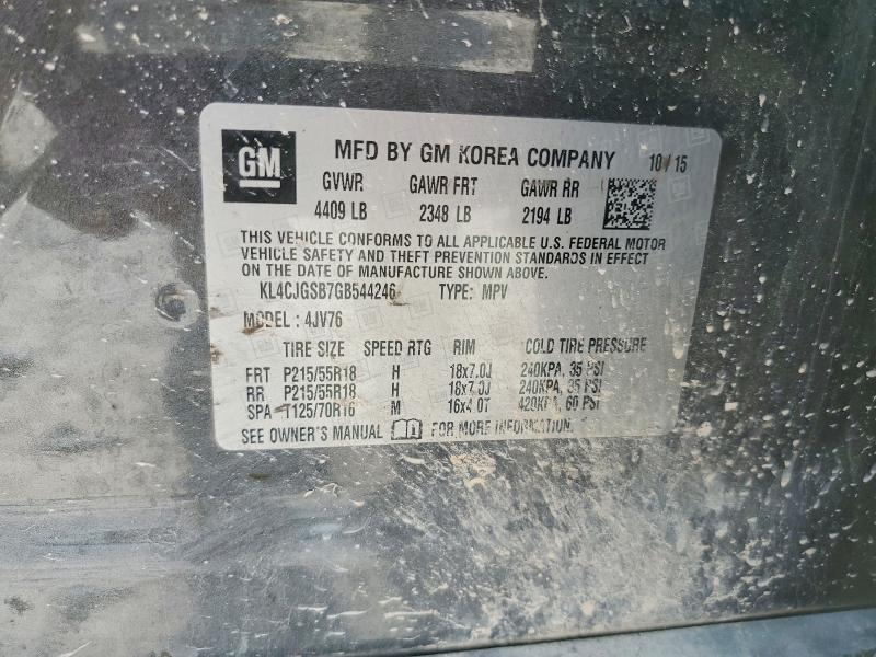 47404916 :رقم المزاد ، KL4CJGSB7GB544246 vin ، 2016 Buick Encore مزاد بيع