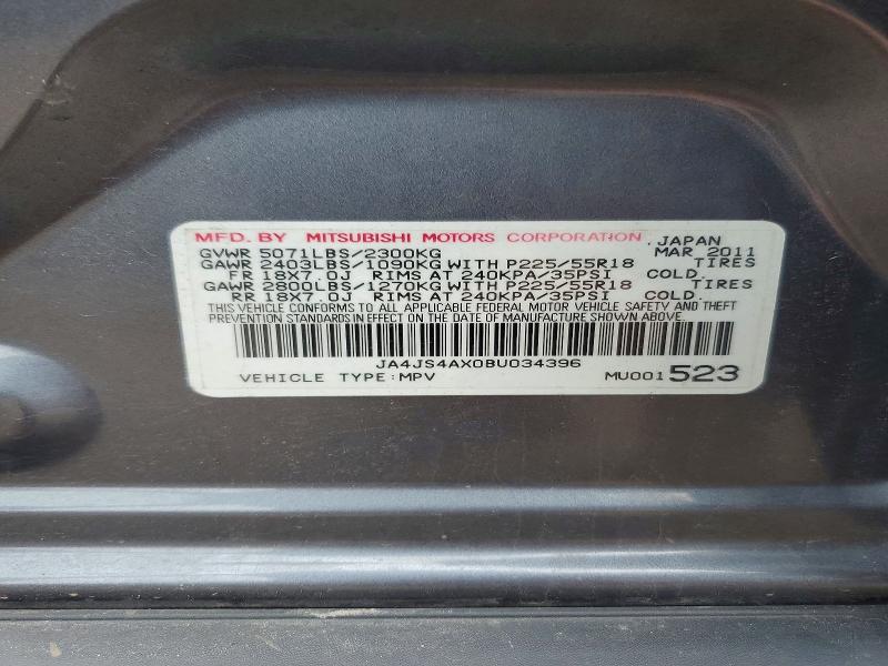 45522936 :رقم المزاد ، JA4JS4AX0BU034396 vin ، 2011 Mitsubishi Outlander مزاد بيع