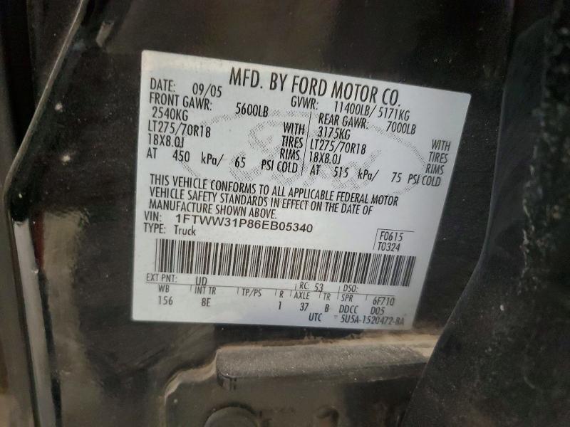 46885966 :رقم المزاد ، 1FTWW31P86EB05340 vin ، 2006 Ford F350 مزاد بيع