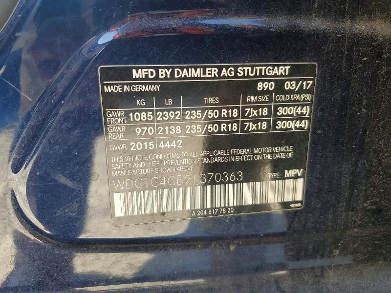 Aukcja sprzedaży 2018 Mercedes-benz Gla, vin: WDCTG4GB2JJ370363, numer aukcji: 79076365