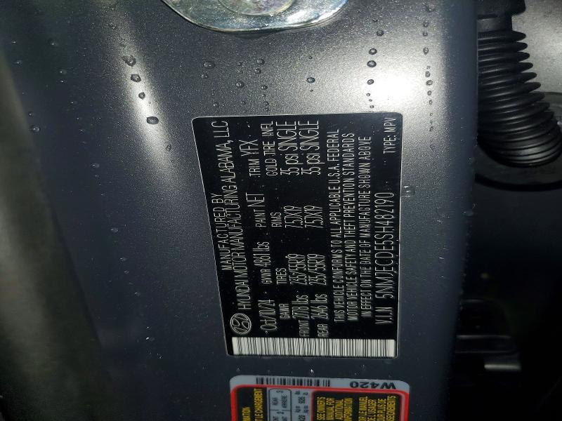 2025 Hyundai Tucson მანქანა იყიდება აუქციონზე, vin: 5NMJECDE5SH482190, აუქციონის ნომერი: 47931466