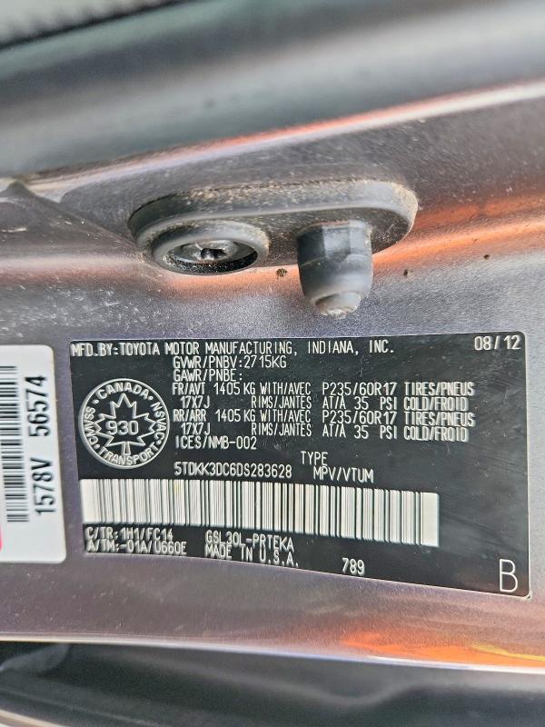 2013 Toyota Sienna მანქანა იყიდება აუქციონზე, vin: 5TDKK3DC6DS283628, აუქციონის ნომერი: 45661296