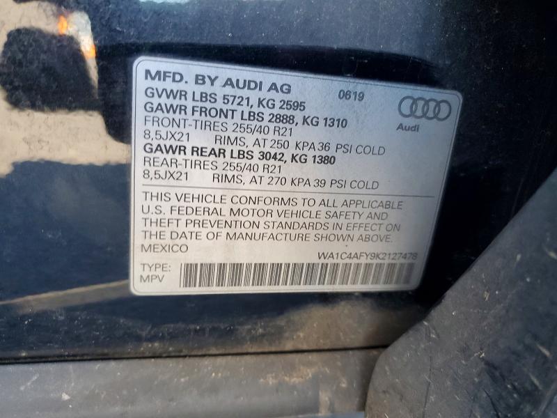 Aukcja sprzedaży 2019 Audi Sq5, vin: WA1C4AFY9K2127478, numer aukcji: 47867516