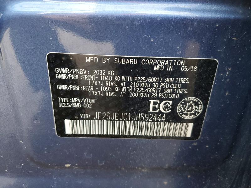 Aukcja sprzedaży 2018 Subaru Forester, vin: JF2SJEJC1JH592444, numer aukcji: 46552536