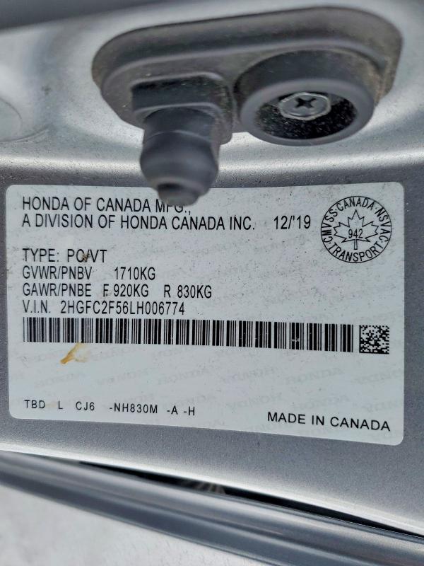 Aukcja sprzedaży 2020 Honda Civic, vin: 2HGFC2F56LH006774, numer aukcji: 47820856