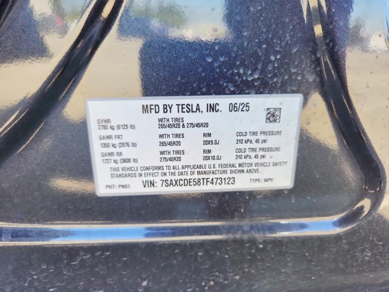 47360096 :رقم المزاد ، 7SAXCDE58TF473123 vin ، 2026 Tesla Model X مزاد بيع