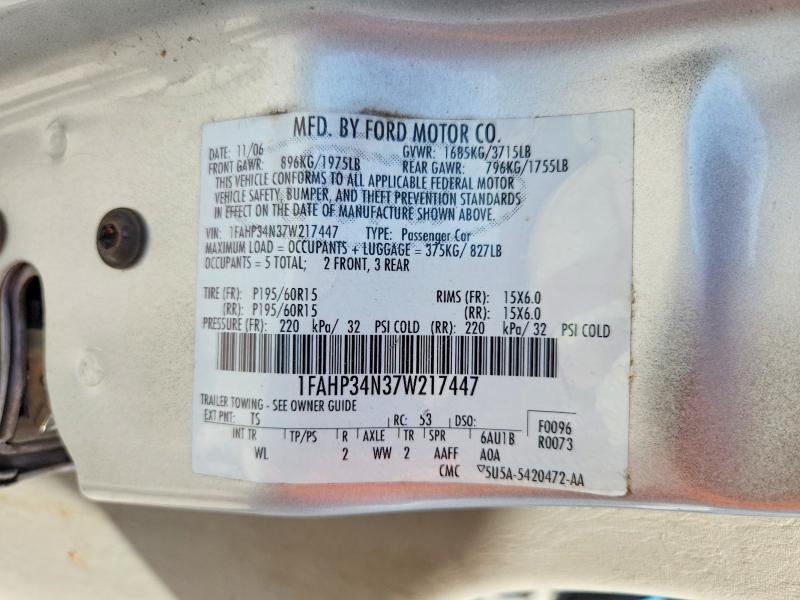 Aukcja sprzedaży 2007 Ford Focus, vin: 1FAHP34N37W217447, numer aukcji: 47541596