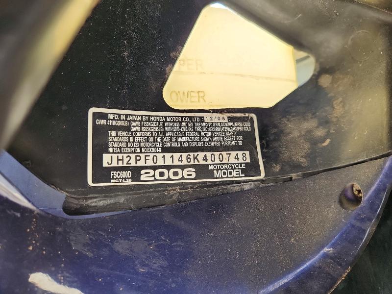 2006 Honda Fsc600 მანქანა იყიდება აუქციონზე, vin: JH2PF01146K400748, აუქციონის ნომერი: 46665836