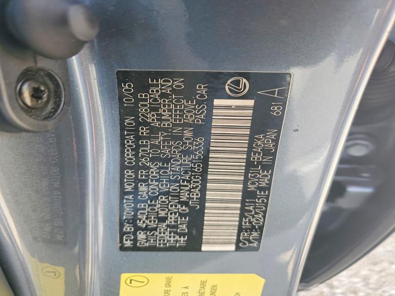 Aukcja sprzedaży 2006 Lexus Es 330, vin: JTHBA30G165156336, numer aukcji: 47367806