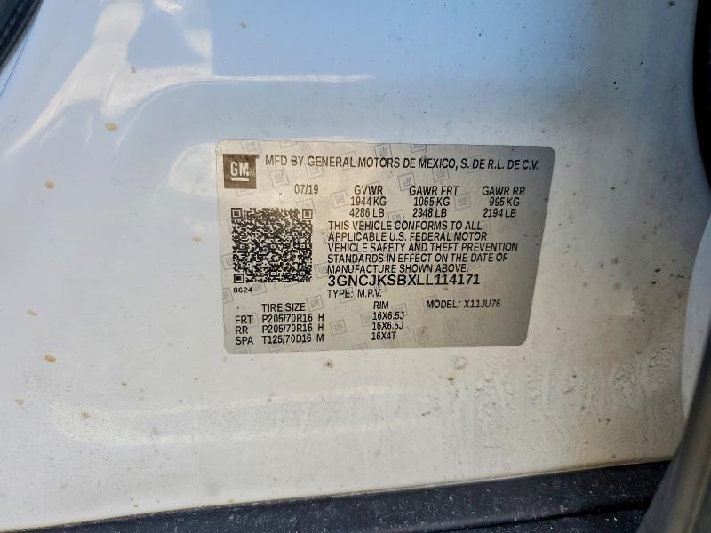 Aukcja sprzedaży 2020 Chevrolet Trax, vin: 3GNCJKSBXLL114171, numer aukcji: 41793286