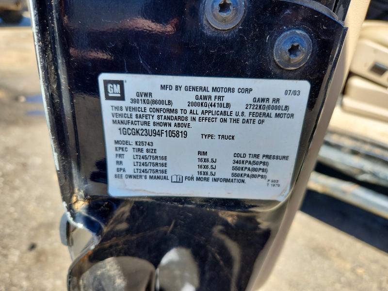 2004 Chevrolet Silverado მანქანა იყიდება აუქციონზე, vin: 1GCGK23U94F105819, აუქციონის ნომერი: 45737466