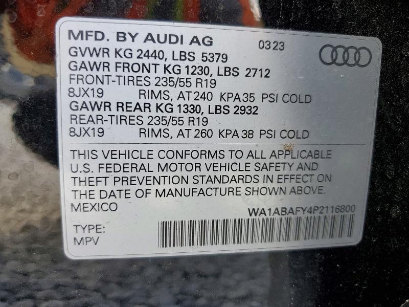 Aukcja sprzedaży 2023 Audi Q5, vin: WA1ABAFY4P2116800, numer aukcji: 45838276