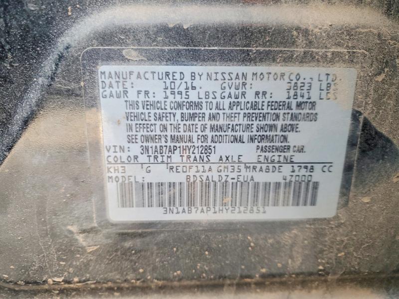 Продажа на аукционе авто 2017 Nissan Sentra, vin: 3N1AB7AP1HY212851, номер лота: 41816046