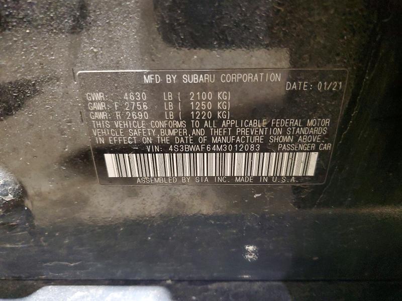 48254676 :رقم المزاد ، 4S3BWAF64M3012083 vin ، 2021 Subaru Legacy مزاد بيع