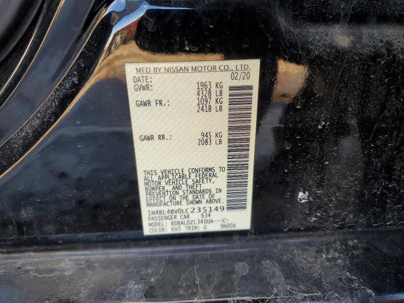 Продажа на аукционе авто 2020 Nissan Altima, vin: 1N4BL4BV0LC235149, номер лота: 45923546