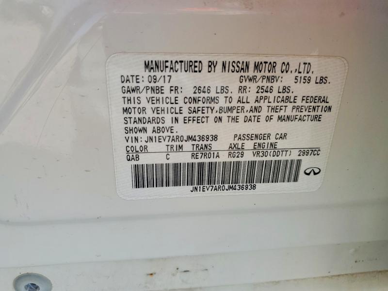 Aukcja sprzedaży 2018 Infiniti Q50, vin: JN1EV7AR0JM436938, numer aukcji: 47428156