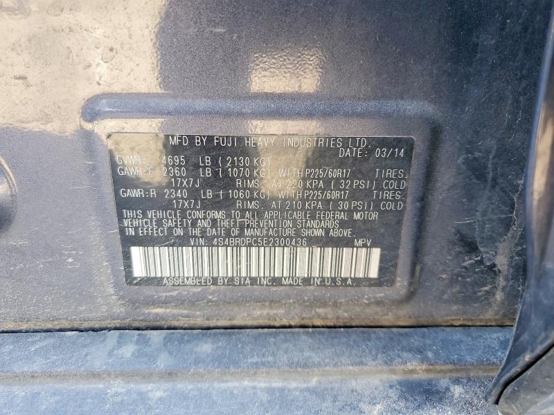 2014 Subaru Outback მანქანა იყიდება აუქციონზე, vin: 4S4BRDPC5E2300436, აუქციონის ნომერი: 45504416