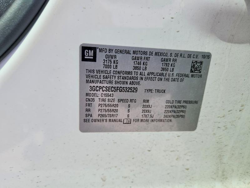 2015 Chevrolet Silverado მანქანა იყიდება აუქციონზე, vin: 3GCPCSEC5FG532529, აუქციონის ნომერი: 47255676