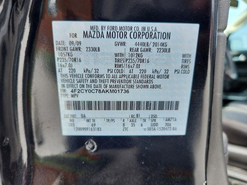 Aukcja sprzedaży 2010 Mazda Tribute, vin: 4F2CY0C78AKM01736, numer aukcji: 48285626