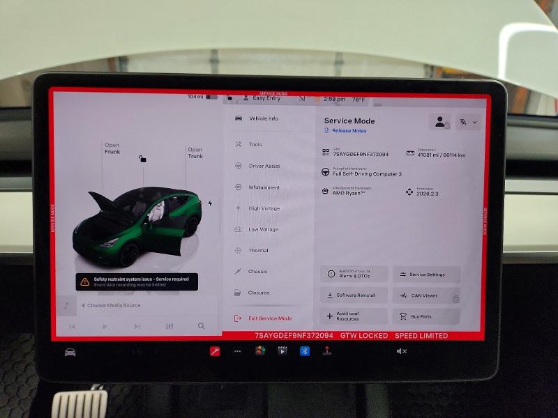 47082656 :رقم المزاد ، 7SAYGDEF9NF372094 vin ، 2022 Tesla Model Y مزاد بيع