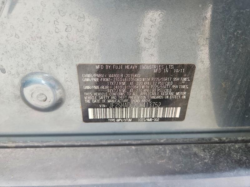 47640156 :رقم المزاد ، JF2SHADC2CH413752 vin ، 2012 Subaru Forester مزاد بيع