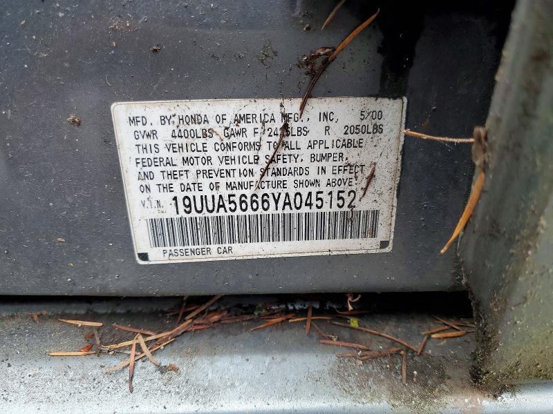 45890176 :رقم المزاد ، 19UUA5666YA045152 vin ، 2000 Acura 3.2tl مزاد بيع