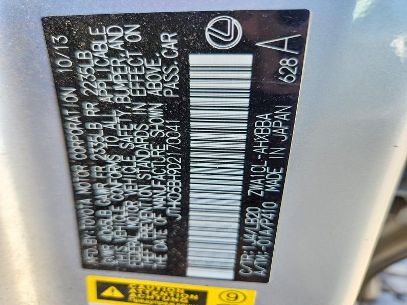 79231955 :رقم المزاد ، JTHKD5BH9D2170041 vin ، 2013 Lexus Ct 200 H مزاد بيع
