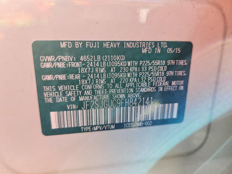 Продаж на аукціоні авто 2015 Subaru Forester, vin: JF2SJGUC9FH842141, номер лоту: 79648395