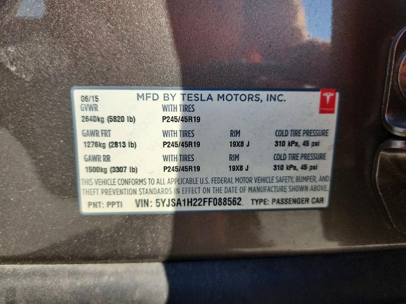 Aukcja sprzedaży 2015 Tesla Model S, vin: 5YJSA1H22FF088562, numer aukcji: 46883246