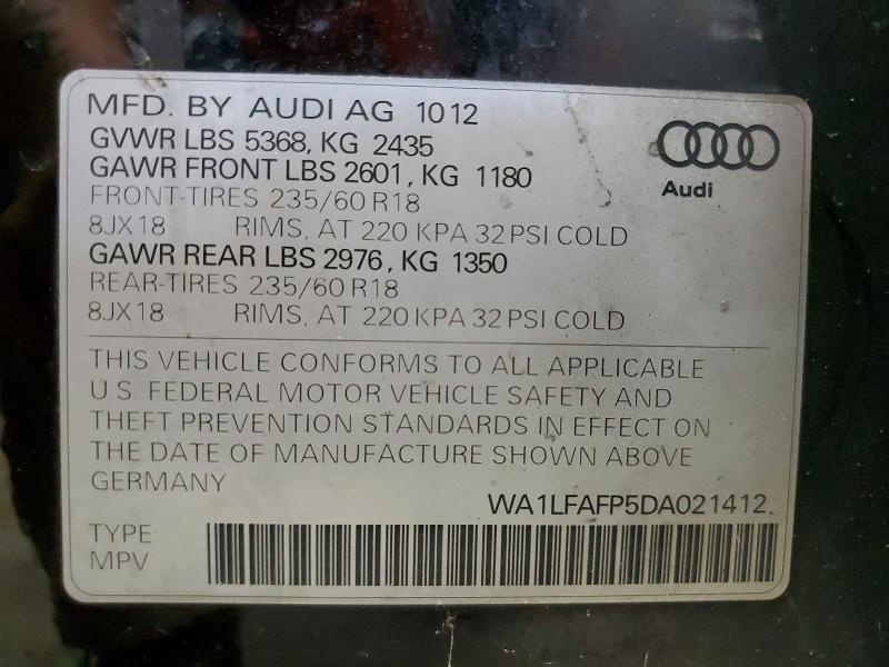 Aukcja sprzedaży 2013 Audi Q5, vin: WA1LFAFP5DA021412, numer aukcji: 48347246