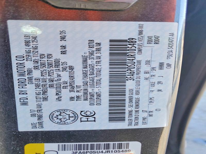Продаж на аукціоні авто 2017 Ford Fusion, vin: 3FA6P0SU4JR105489, номер лоту: 79177675