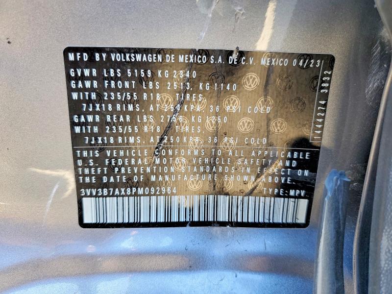 Продажа на аукционе авто 2023 Volkswagen Tiguan, vin: 3VV3B7AX8PM092964, номер лота: 47083916