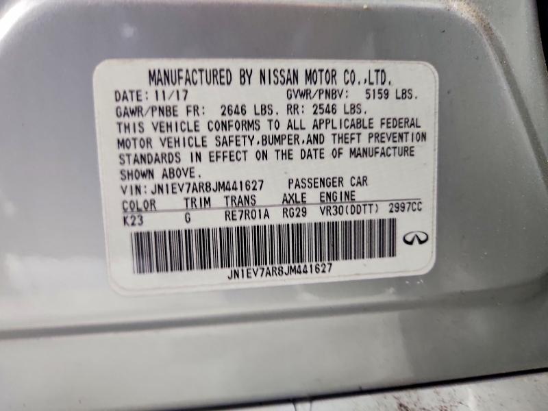 Aukcja sprzedaży 2018 Infiniti Q50, vin: JN1EV7AR8JM441627, numer aukcji: 47918576