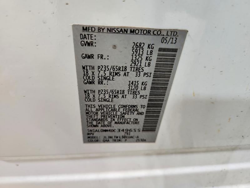 41933516 :رقم المزاد ، 5N1AL0MM4DC349655 vin ، 2013 Infiniti Jx35 مزاد بيع