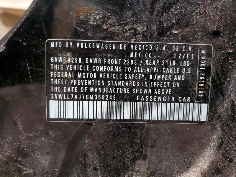 Продаж на аукціоні авто 2012 Volkswagen Jetta, vin: 3VWLL7AJ7CM359249, номер лоту: 79623695