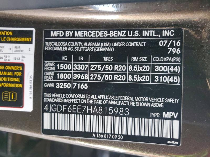 Продаж на аукціоні авто 2017 Mercedes-benz Gls, vin: 4JGDF6EE7HA815983, номер лоту: 47166046