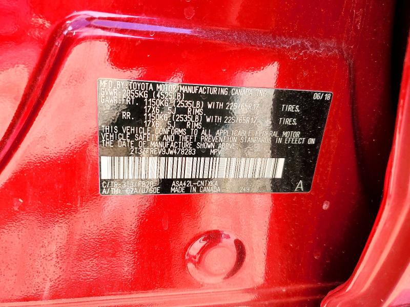 45880256 :رقم المزاد ، 2T3ZFREV9JW478283 vin ، 2018 Toyota Rav4 مزاد بيع