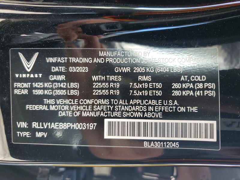 Aukcja sprzedaży 2023 Vinfast Trading And Production Vf 8, vin: RLLV1AEB8PH003197, numer aukcji: 47295776