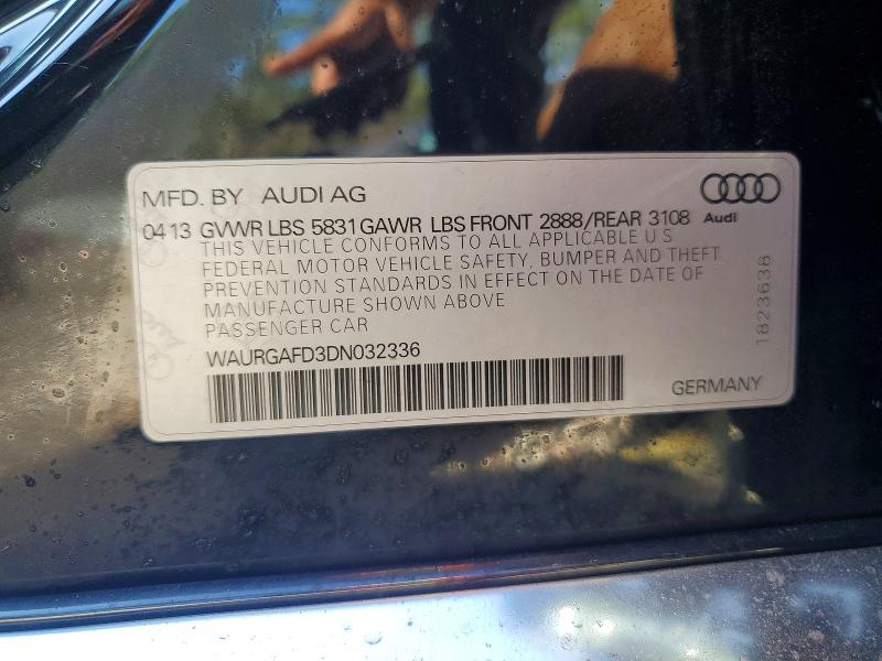2013 Audi A8 მანქანა იყიდება აუქციონზე, vin: WAURGAFD3DN032336, აუქციონის ნომერი: 42071516
