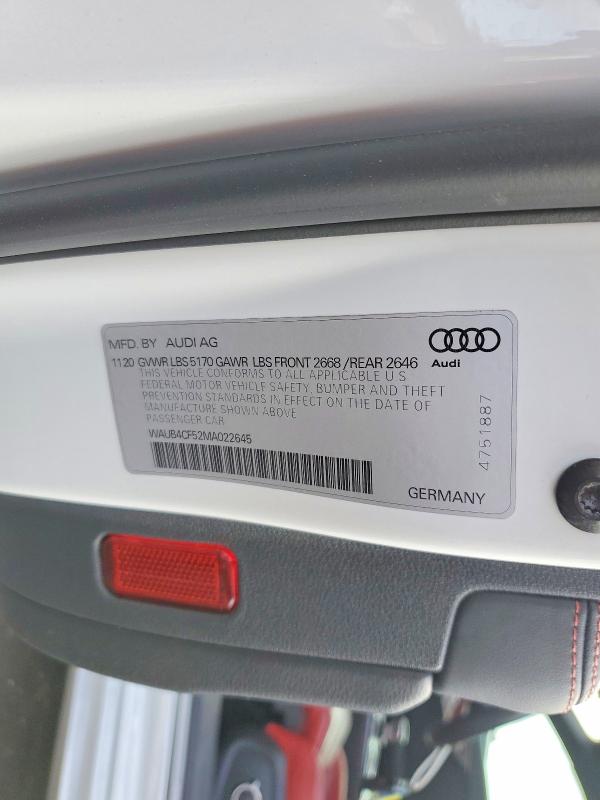 Продажа на аукционе авто 2021 Audi S5, vin: WAUB4CF52MA022645, номер лота: 41730236